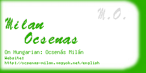 milan ocsenas business card
